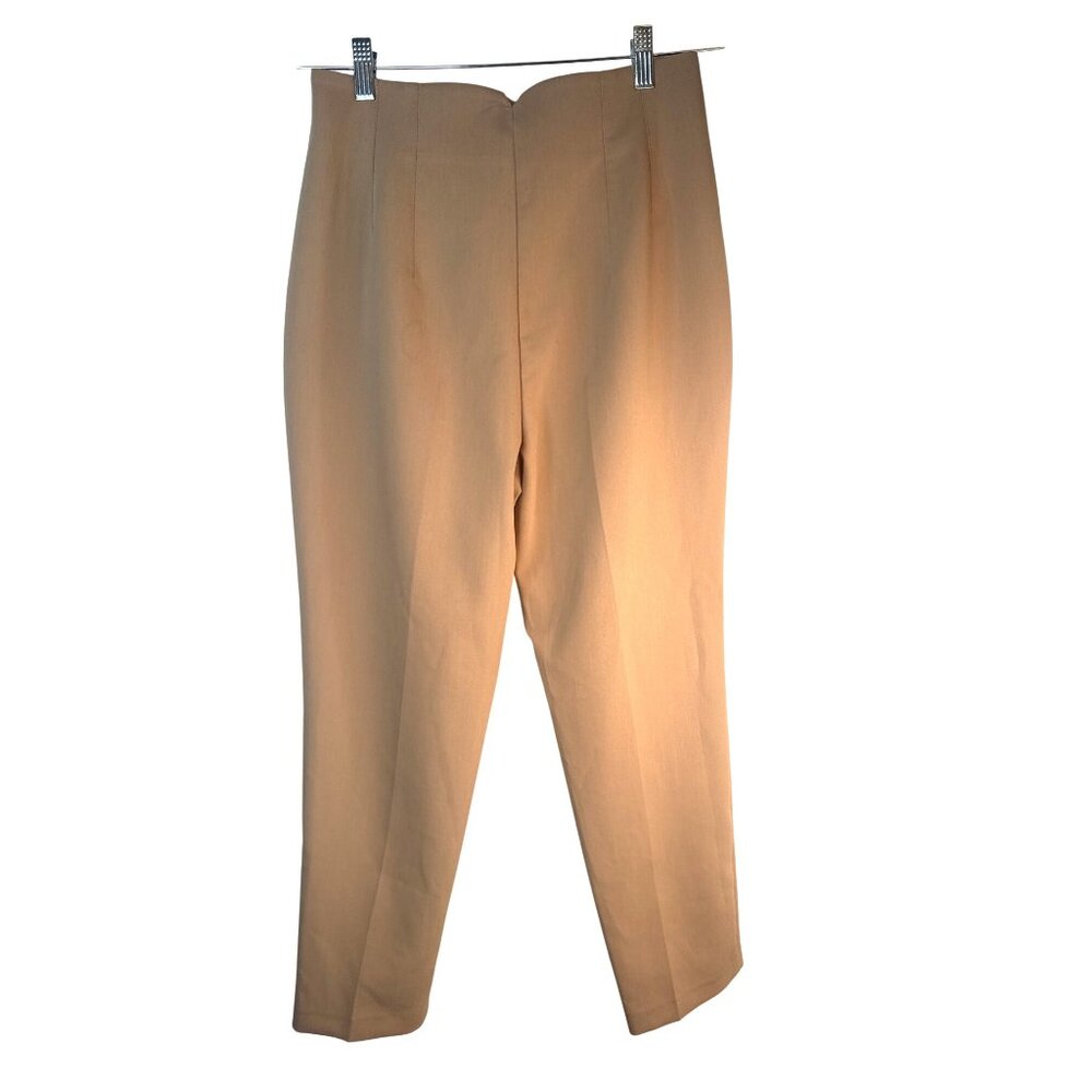ZARA Camel Tan M High Waisted Tailored Trousers Side Pockets - Picture 4 of 14